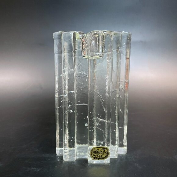 Bohemian Crystal Glass Ice Block Candle Holders Set of 3 Bohemia Glass - Picture 6 of 16